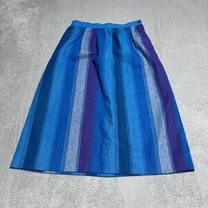 Vintage 80s Folio By Fire Islander Skirt Womens 10 Wool Blend Southwestern Blue